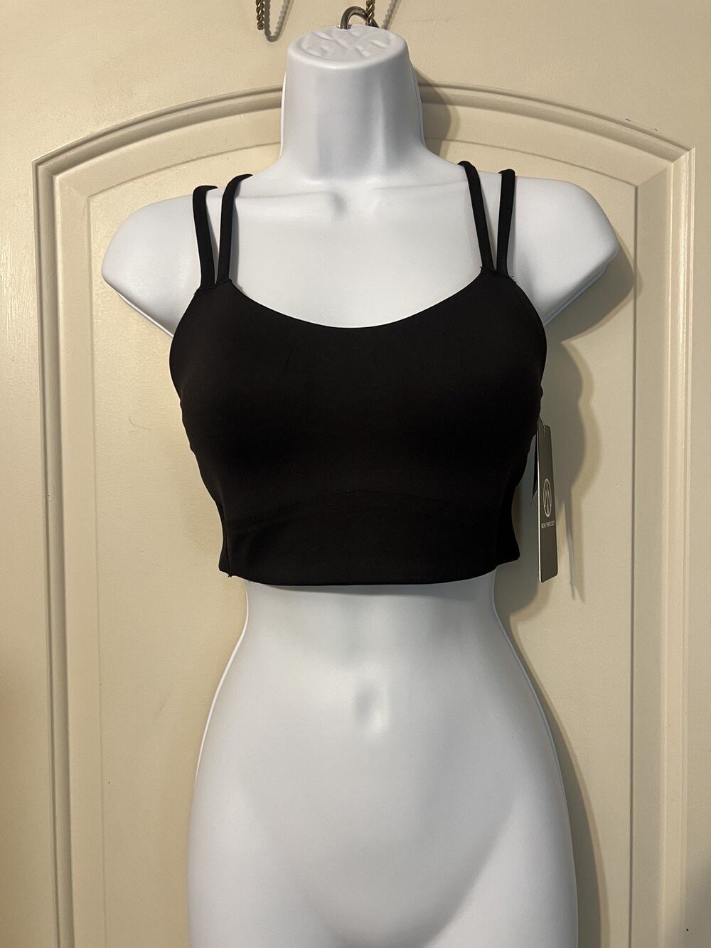 Move Theology Womens Scoop Neck Butter Soft Goddess Bra Color: Black Size S